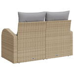 Zweisitzer Garten Sofa mit Stauraum & Kissen aus beigem Poly Rattan