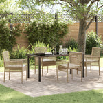 5-teilige Garten Essgruppe mit Kissen Beige Poly Rattan