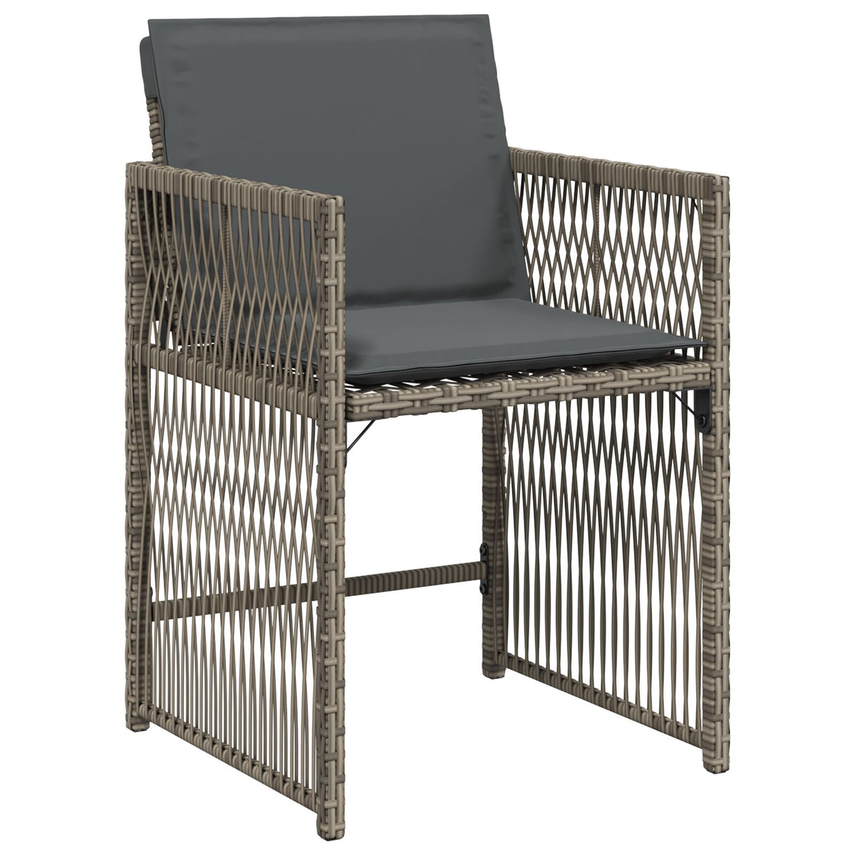 5-teiliges Garten Essgruppe mit Kissen Grau Poly Rattan