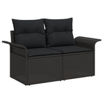 2-Sitzer Garten Sofa mit Kissen Schwarz Poly-Rattan