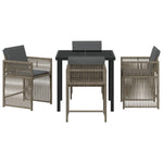 5-teiliges Garten Essgruppe mit Kissen Grau Poly Rattan