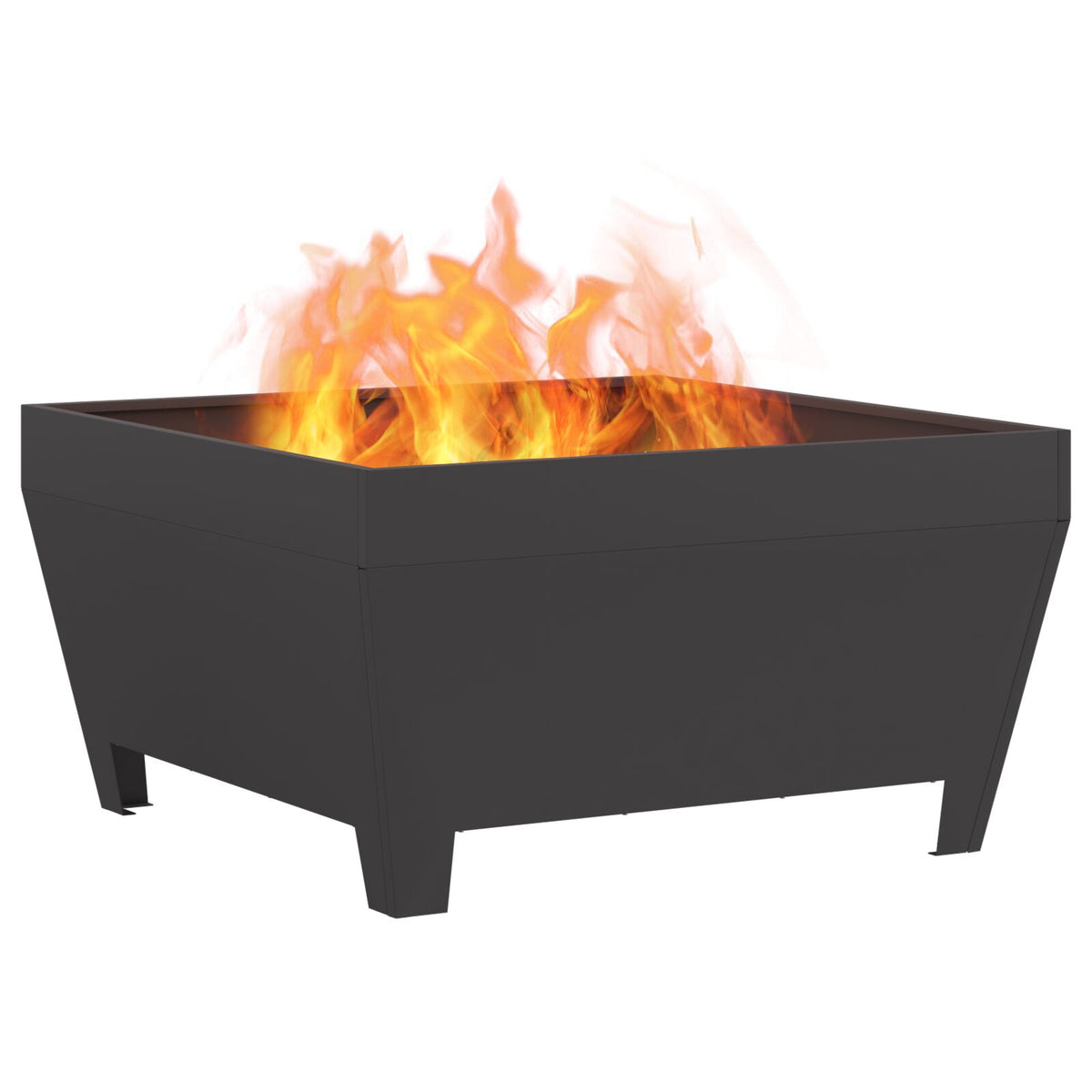 Feuerstelle Quadrat Schwarz 80x80x43 cm aus Stahl