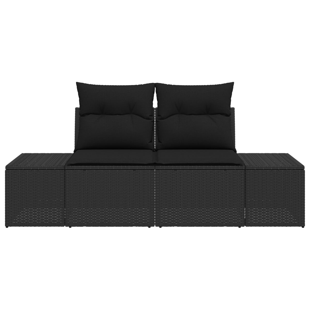 2-Sitzer Garten Sofa mit Stauraum & Kissen Schwarz Poly-Rattan