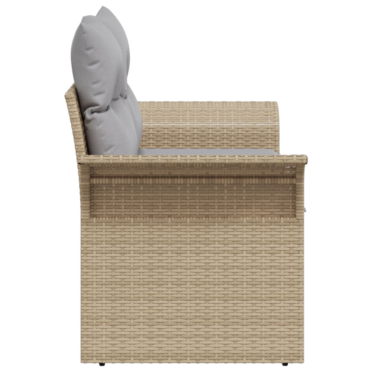 2-Sitzer Garten-Sofa mit Kissen Beige Poly Rattan