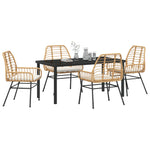 5-teiliges Garten-Essgruppe mit Kissen Braun Poly-Rattan