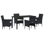 5-teilige Garten-Essgruppe Schwarz Poly-Rattan
