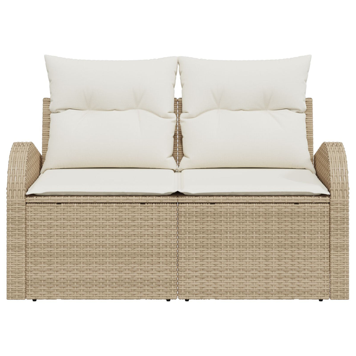 2-Sitzer Garten Sofa mit Kissen Beige Poly-Rattan