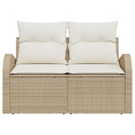 2-Sitzer Garten Sofa mit Kissen Beige Poly-Rattan