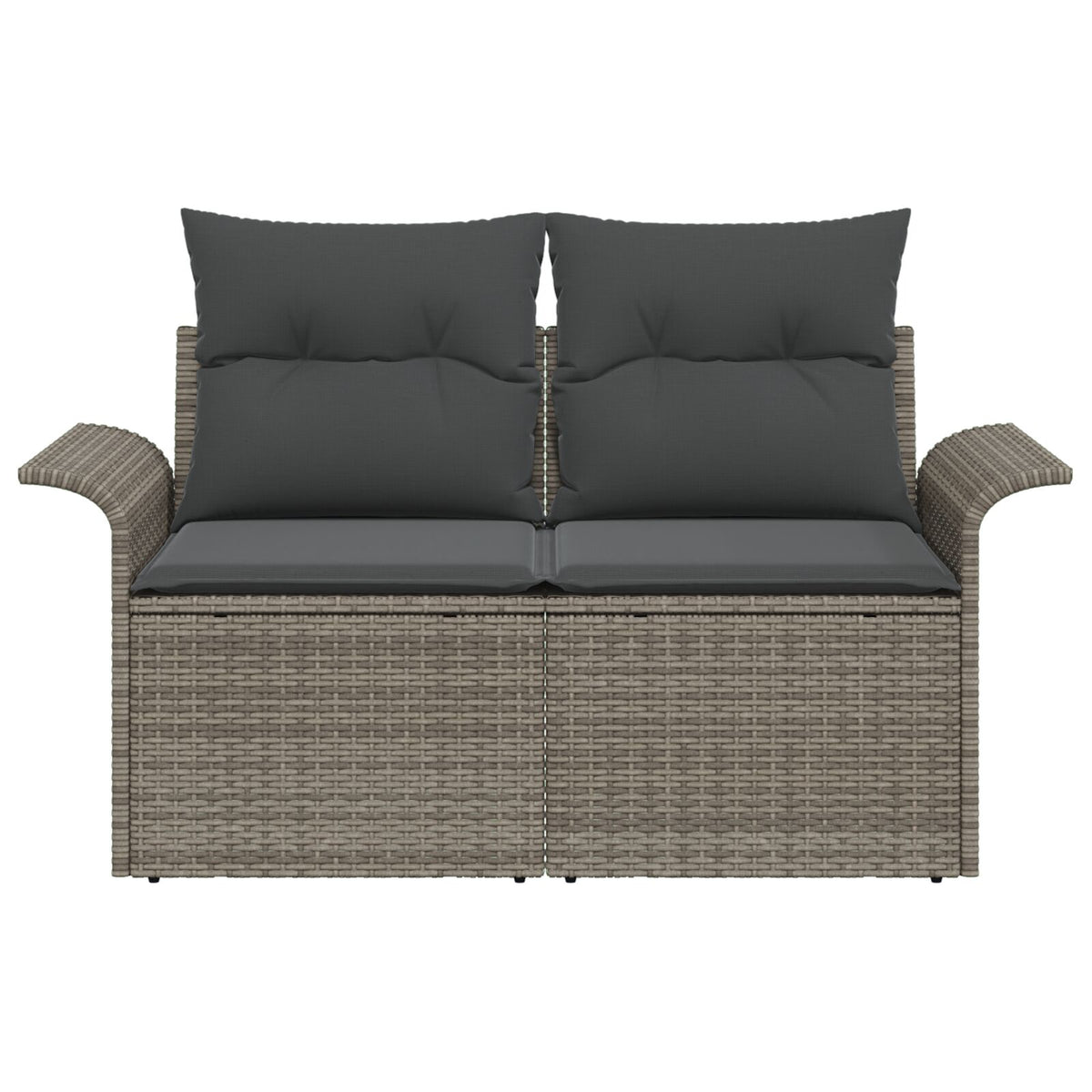 2-Sitzer Gartensofa mit Stauraum und Kissen Grau Poly Rattan