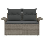 2-Sitzer Gartensofa mit Stauraum und Kissen Grau Poly Rattan