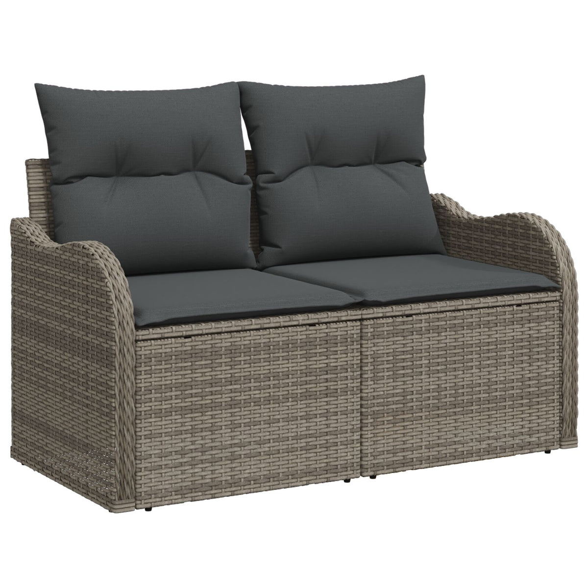2-Sitzer Gartensofa mit Kissen Grau Poly Rattan