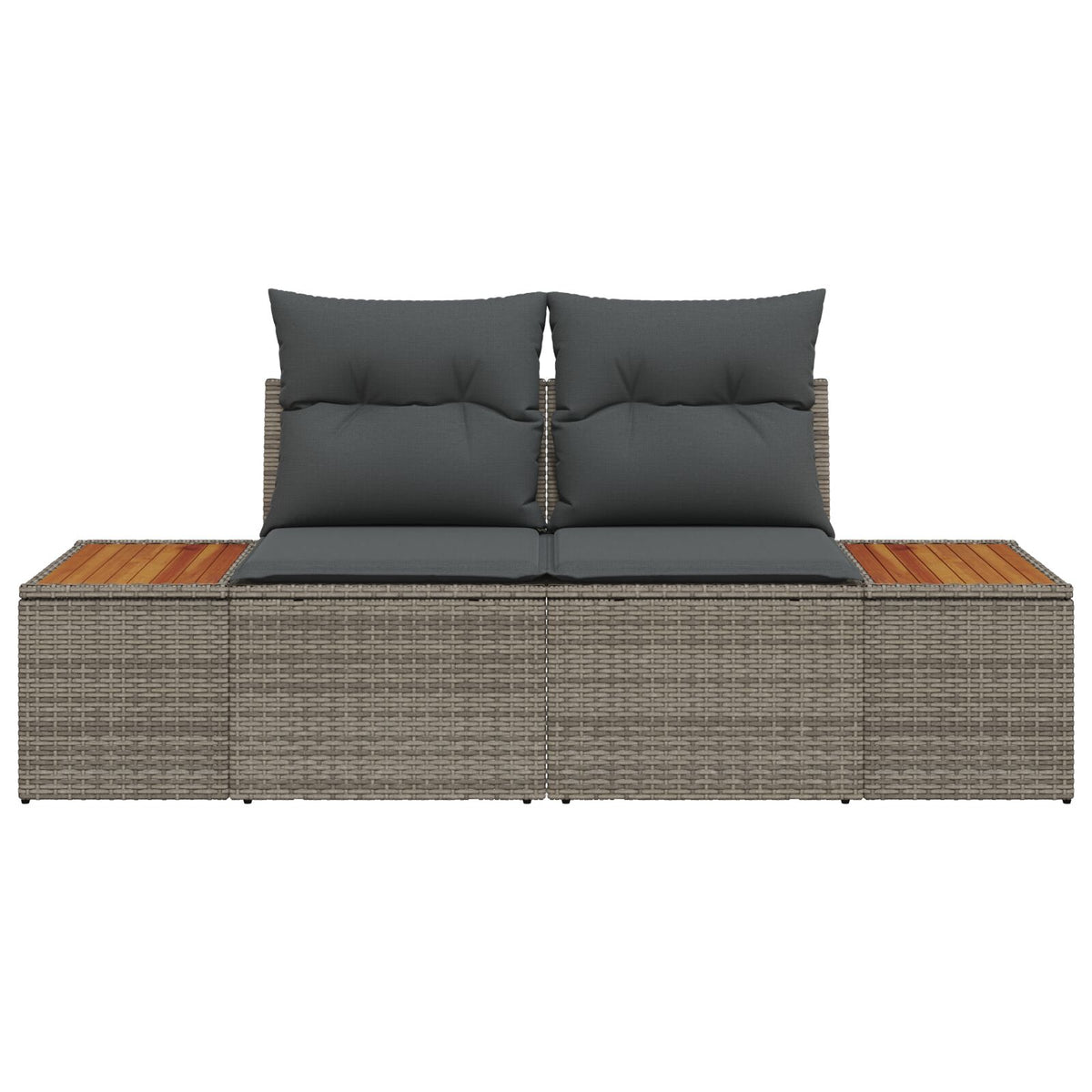 2-Sitzer Gartensofa mit Kissen Grau Poly Rattan