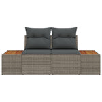 2-Sitzer Gartensofa mit Kissen Grau Poly Rattan