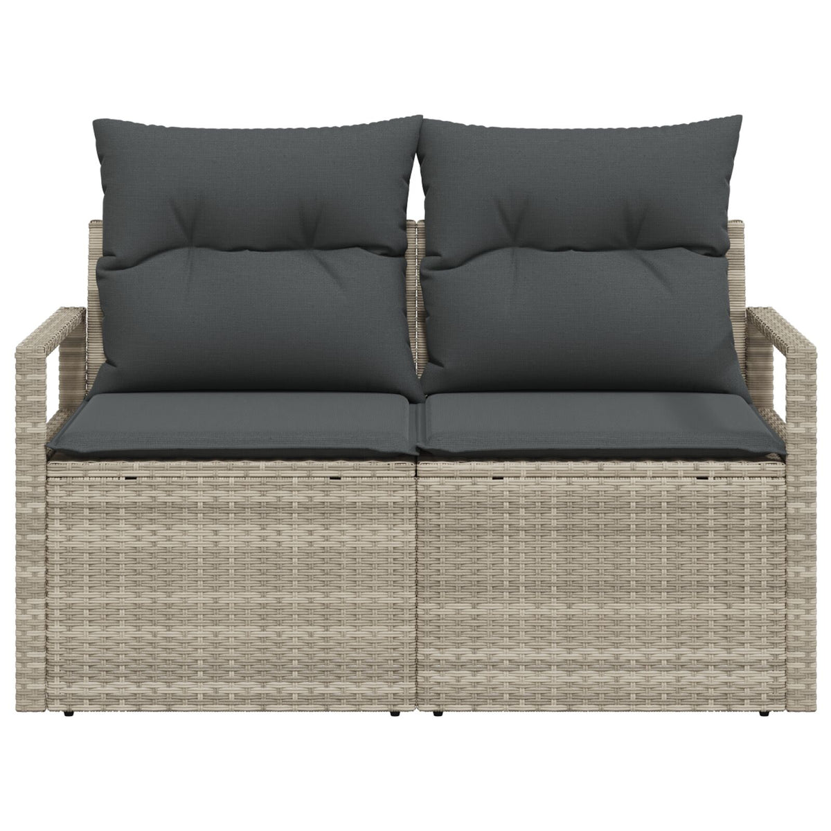 2-Sitzer Garten Sofa mit Stauraum und Kissen Grau Poly Rattan