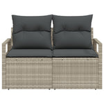 2-Sitzer Garten Sofa mit Stauraum und Kissen Grau Poly Rattan