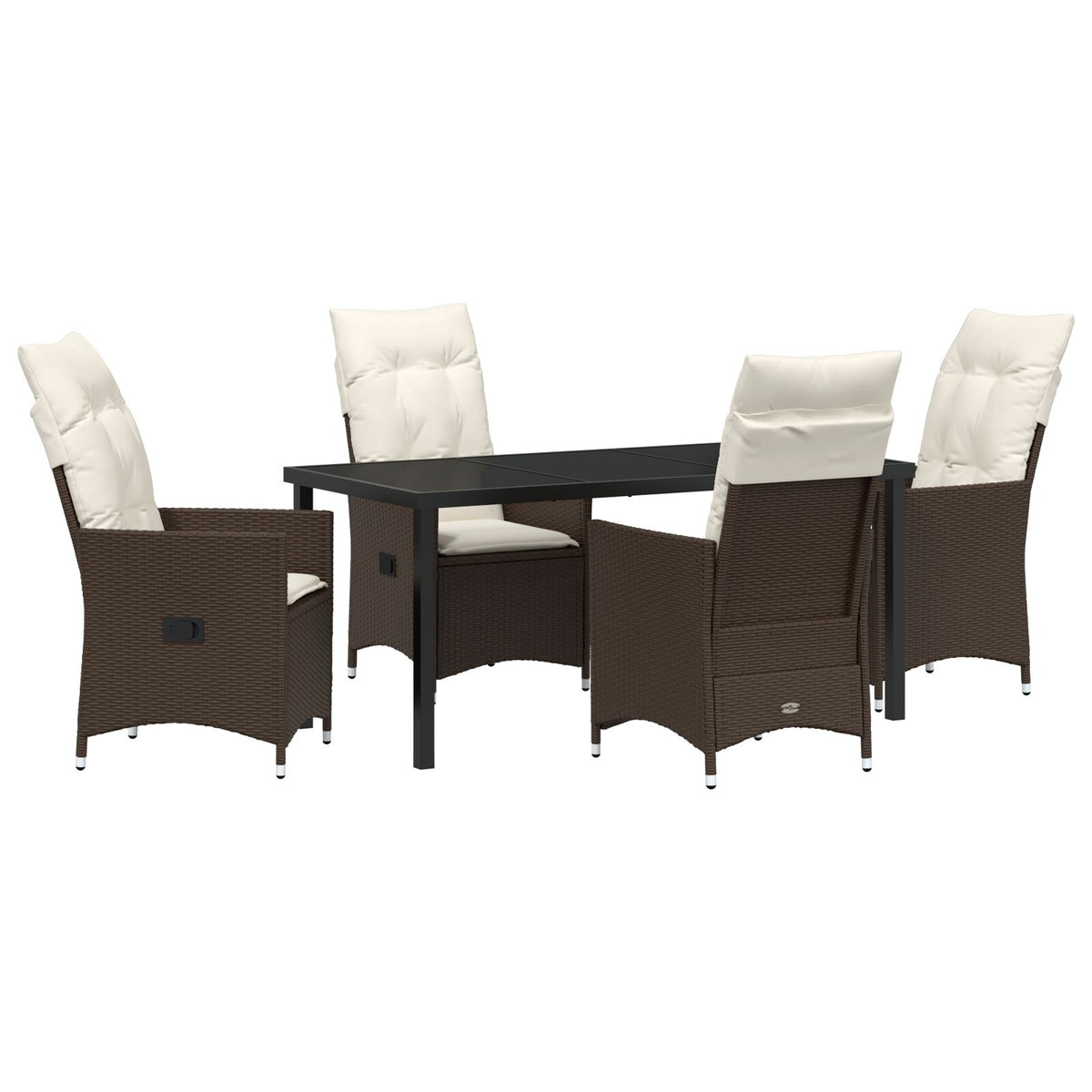 5-teilige Garten-Essgruppe mit Kissen, Braun Poly Rattan