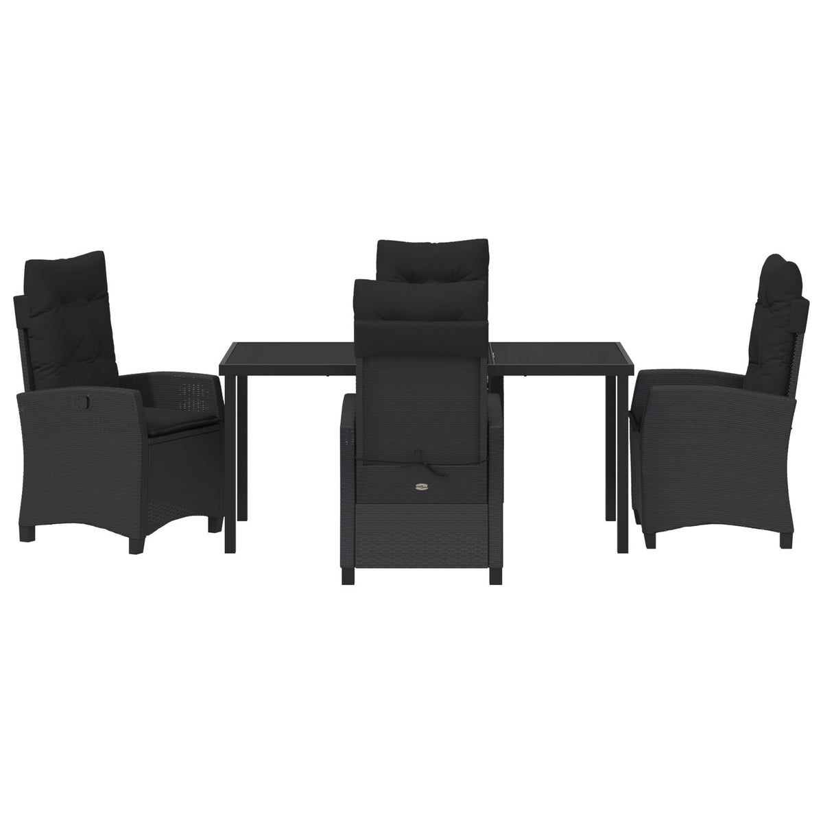 5-teilige Garten-Essgruppe mit Kissen Schwarz Poly-Rattan