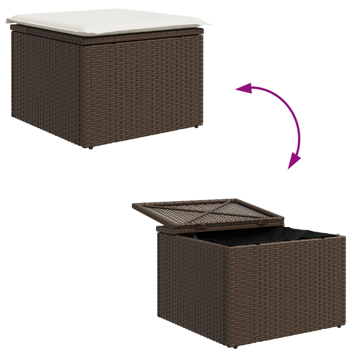 6-teilige Garten Essgruppe mit Kissen Braun Poly Rattan
