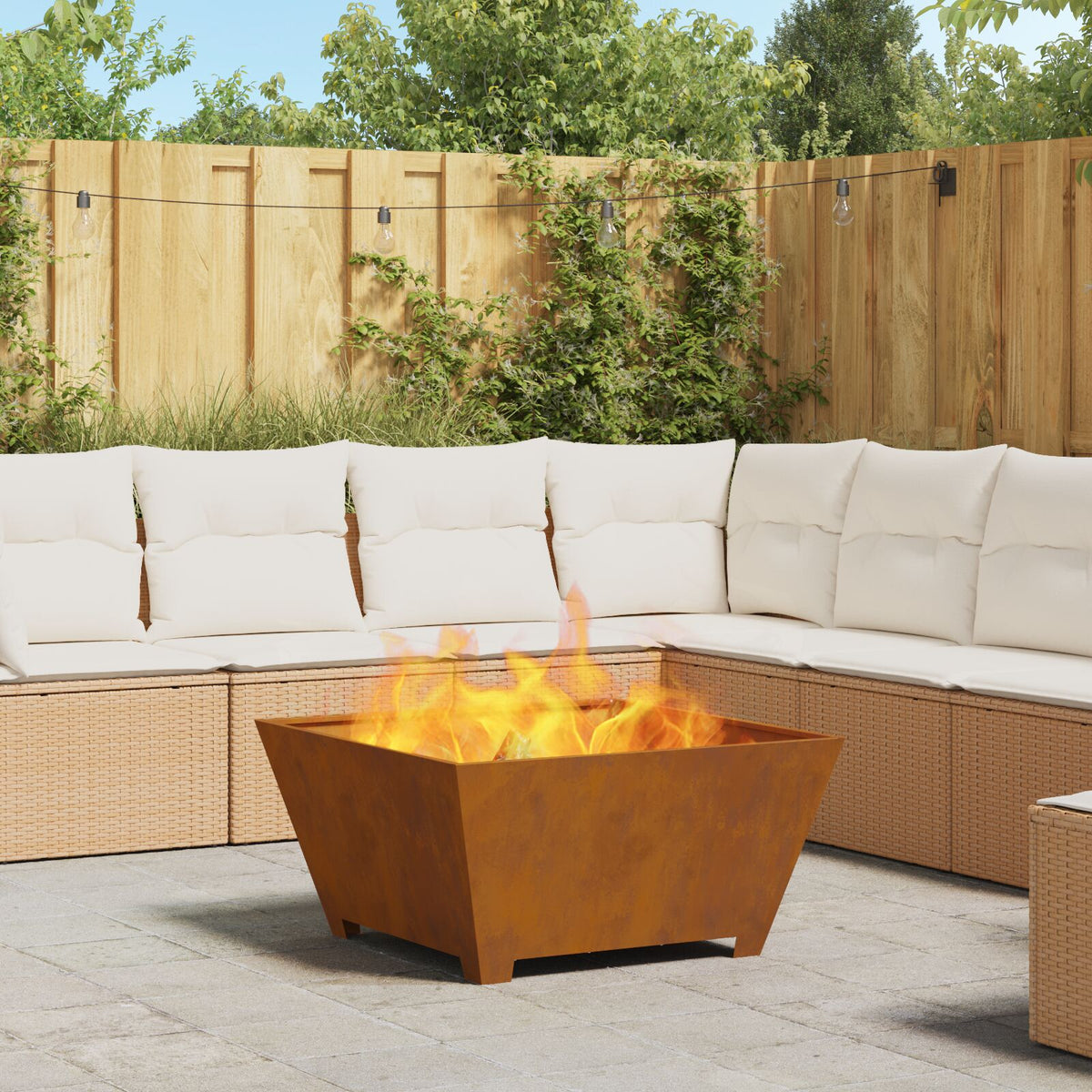 Feuerstelle Quadrat 80x80x40 cm Wetterstahl