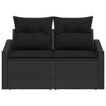 2-Sitzer Gartensofa mit Stauraum & Kissen Schwarz Poly Rattan