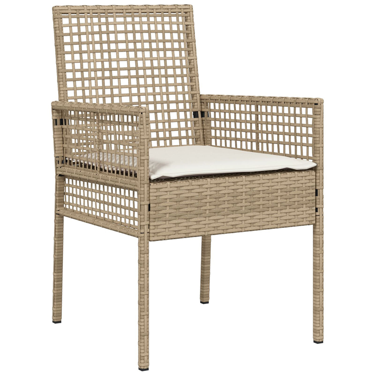 5-teilige Garten Essgruppe mit Kissen Beige Poly Rattan