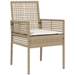 5-teilige Garten Essgruppe mit Kissen Beige Poly Rattan