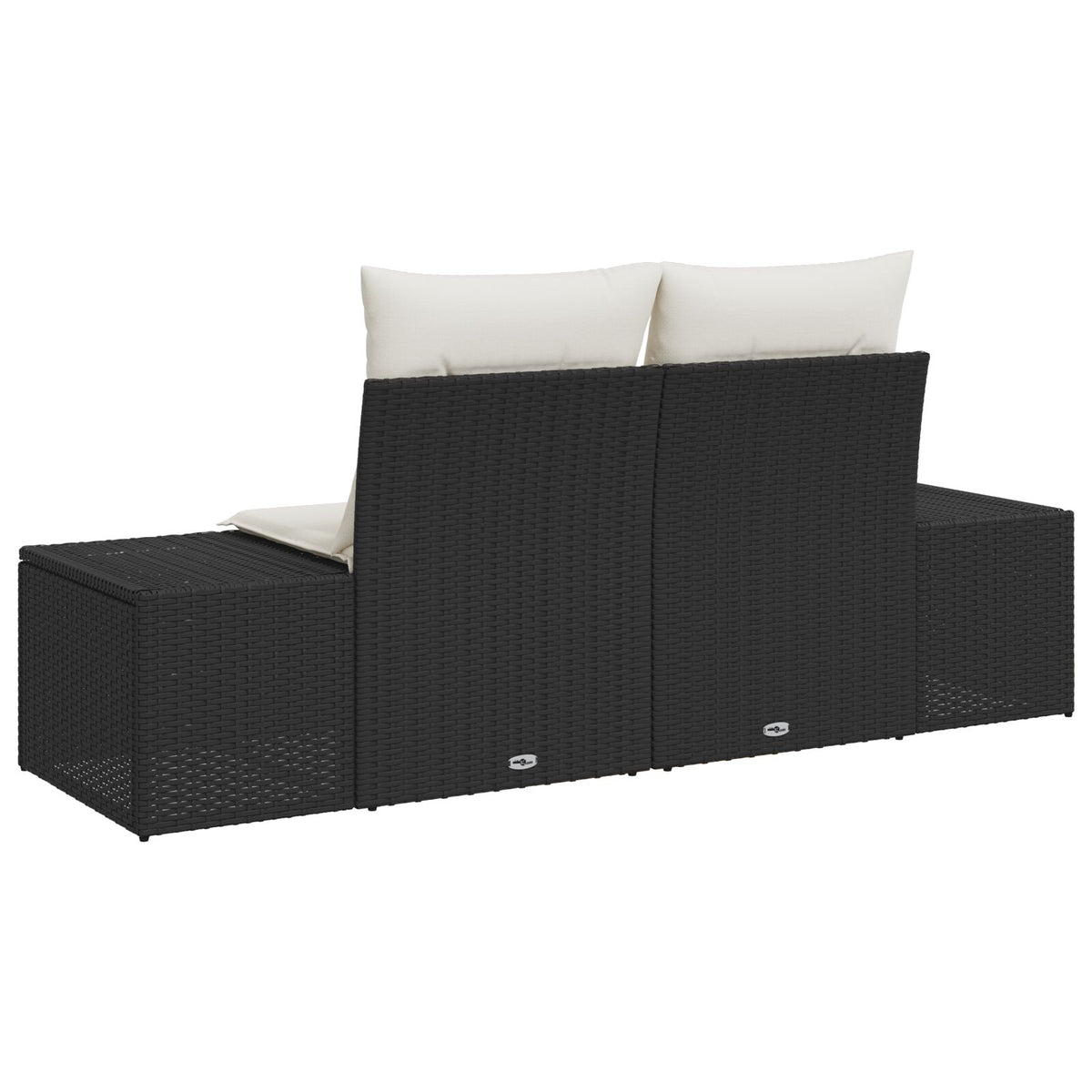 2-Sitzer Garten-Sofa mit Stauraum & Kissen Schwarz Poly Rattan