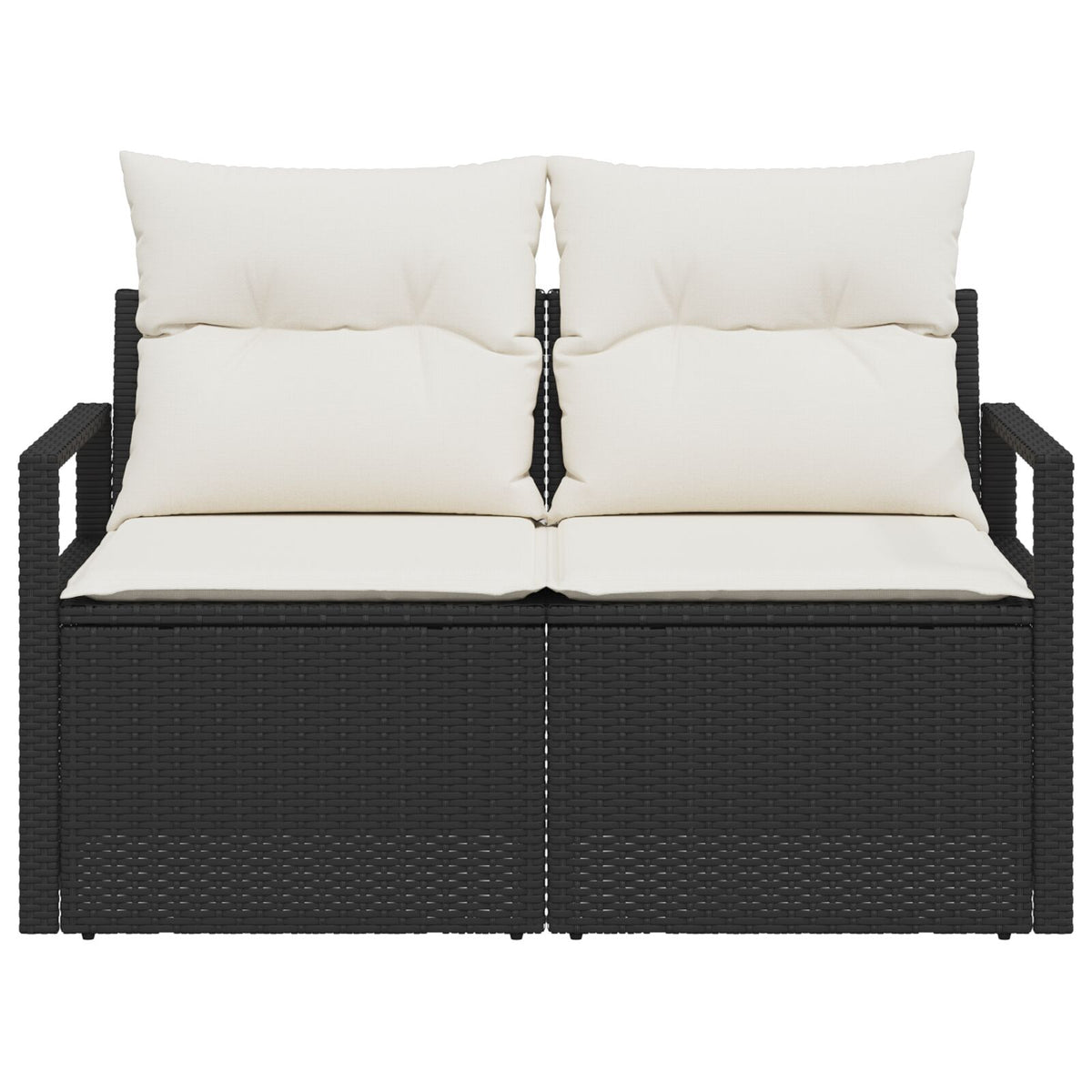 2-Sitzer Gartensofa mit Stauraum und Kissen Schwarz Poly Rattan