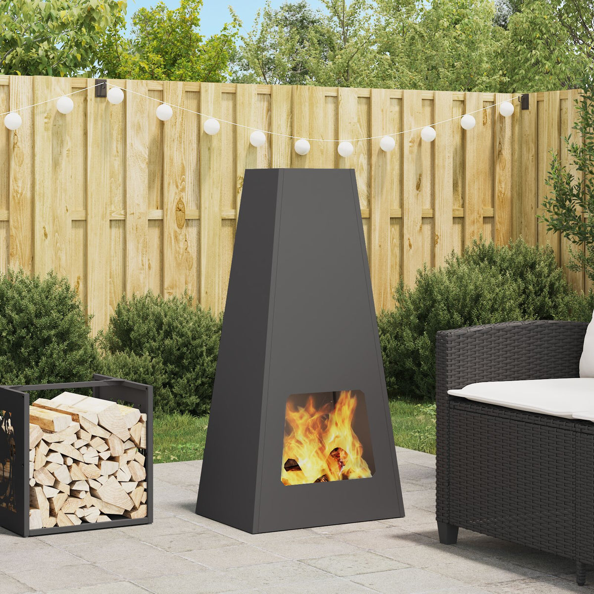 Feuerstelle Schwarz 50x35x100 cm Stahl