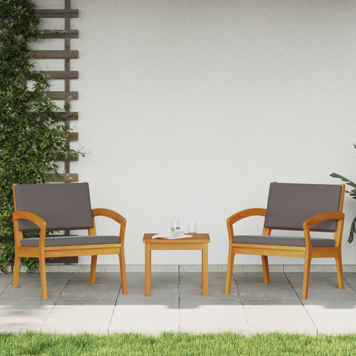 Gartenstuhl 2 Stück 59,5x70,5x72,5 cm Massivholz Akazie
