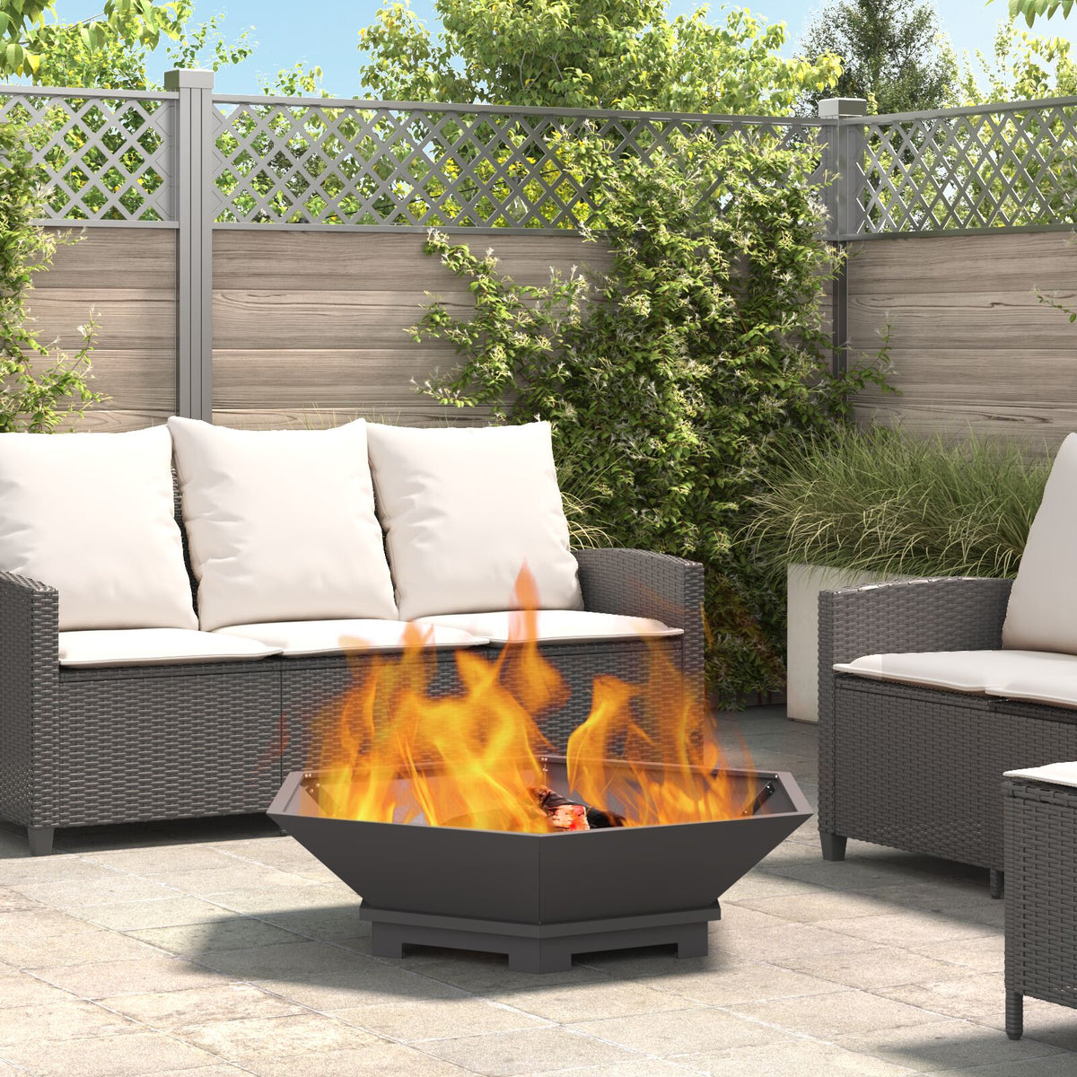 Feuerstelle Sechseckig Schwarz 100x100x28 cm Stahl