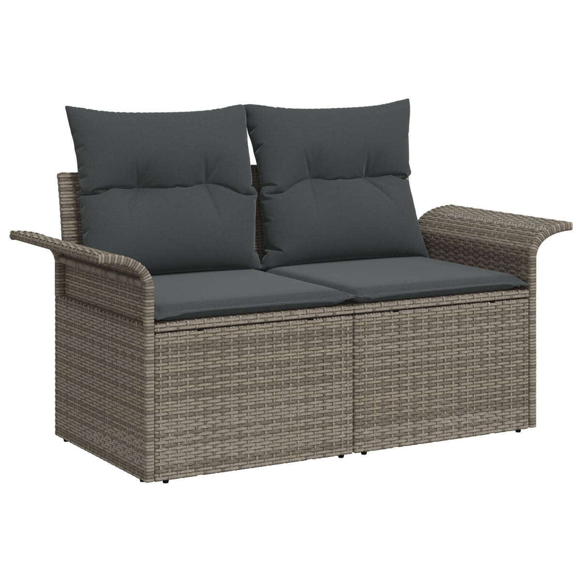 2-Sitzer Gartensofa mit Stauraum und Kissen Grau Poly Rattan