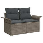 2-Sitzer Gartensofa mit Stauraum und Kissen Grau Poly Rattan