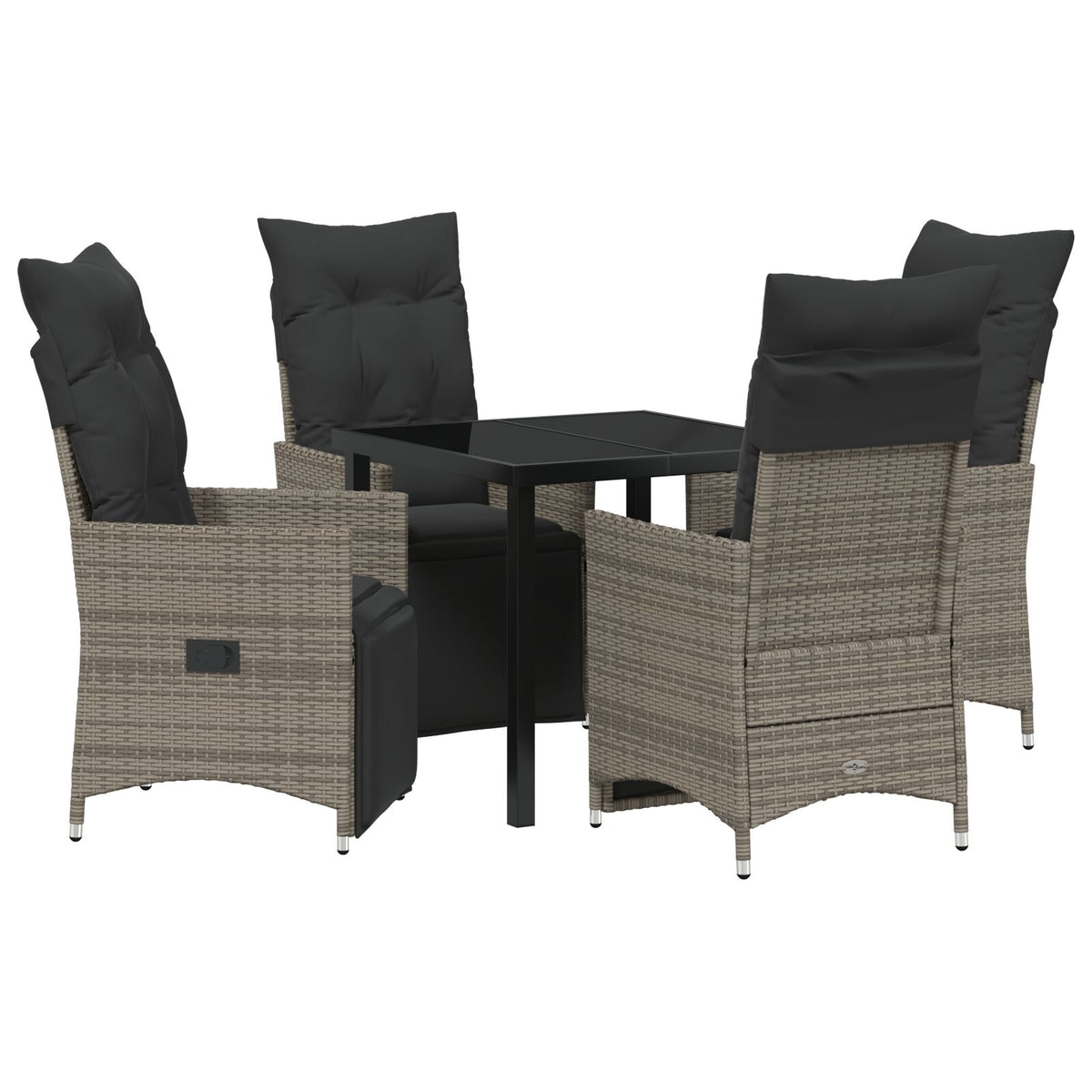 Garten-Essgruppe mit Kissen Grau Poly-Rattan