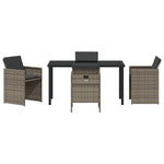 5-teiliges Garten-Essgruppen-Set mit Kissen Grau Poly Rattan