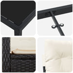 5-teiliges Garten-Essgruppen-Set mit Kissen in Schwarz Poly Rattan