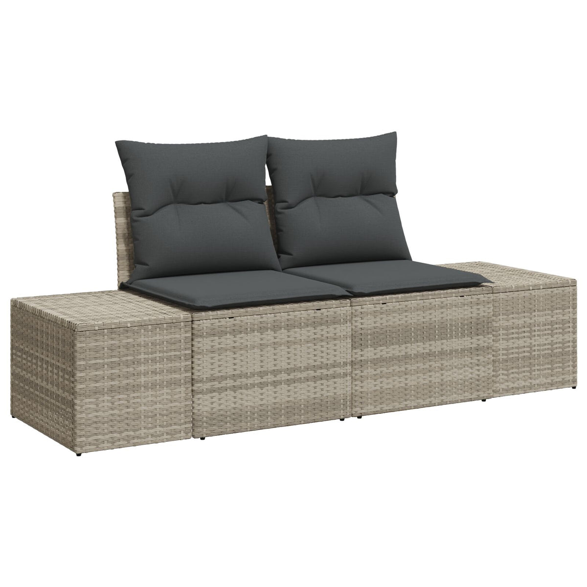 2-Sitzer Garten-Sofa mit Kissen Grau Poly-Rattan