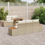6-teilige Garten Essgruppe mit Kissen Beige Poly Rattan Akazie