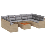 10-teilige Garten Sofa Set mit Kissen Beige Poly Rattan Akazie, vidaXL 2-Sitzer Garten Sofa mit Stauraum & Kissen Beige Poly Rattan