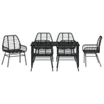 7-teilige Garten-Essgruppe Schwarz Poly-Rattan