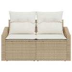 2-Sitzer Garten-Sofa mit Stauraum & Kissen Beige Poly Rattan