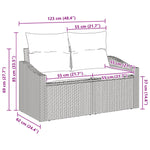 2-Sitzer Garten Sofa mit Stauraum und Kissen Beige Poly-Rattan