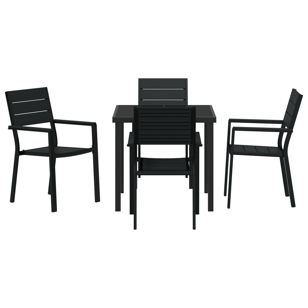 5-teilige Garten Essgruppe Schwarz HDPE