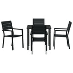 5-teilige Garten Essgruppe Schwarz HDPE