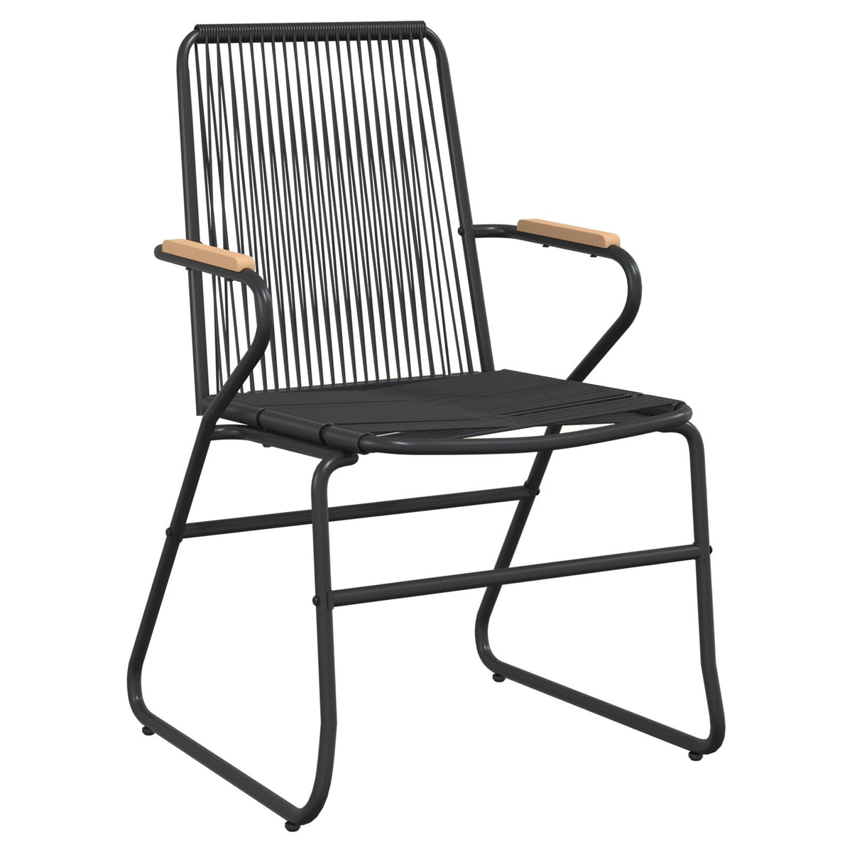 3-teilige Garten-Essgruppe Schwarz PVC Rattan