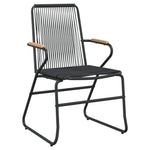 3-teilige Garten-Essgruppe Schwarz PVC Rattan