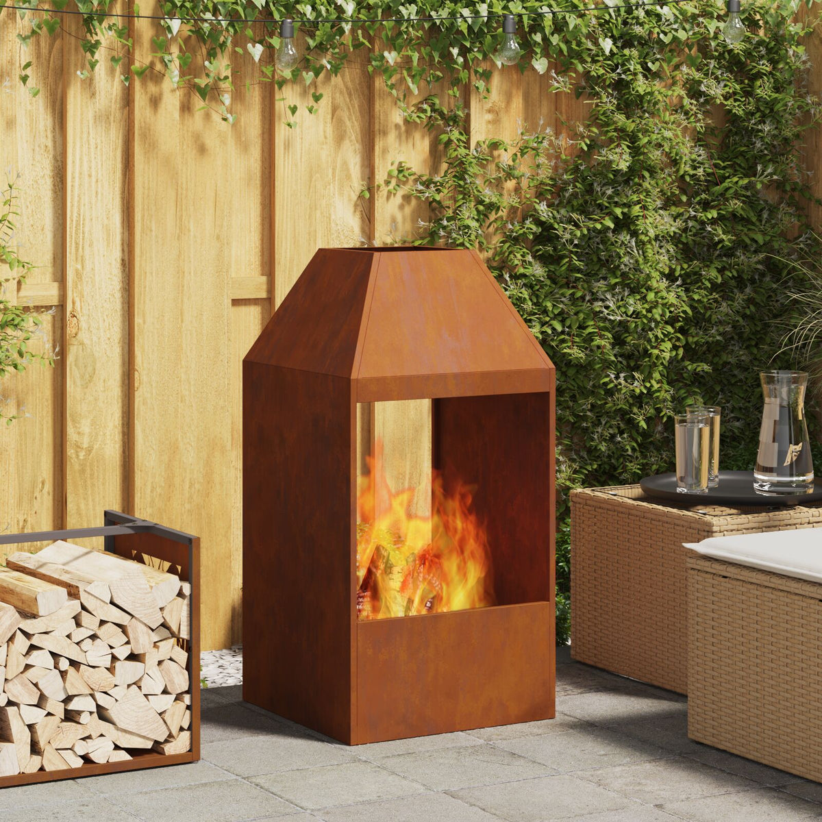 Feuerstelle 50x50x100 cm Wetterstahl