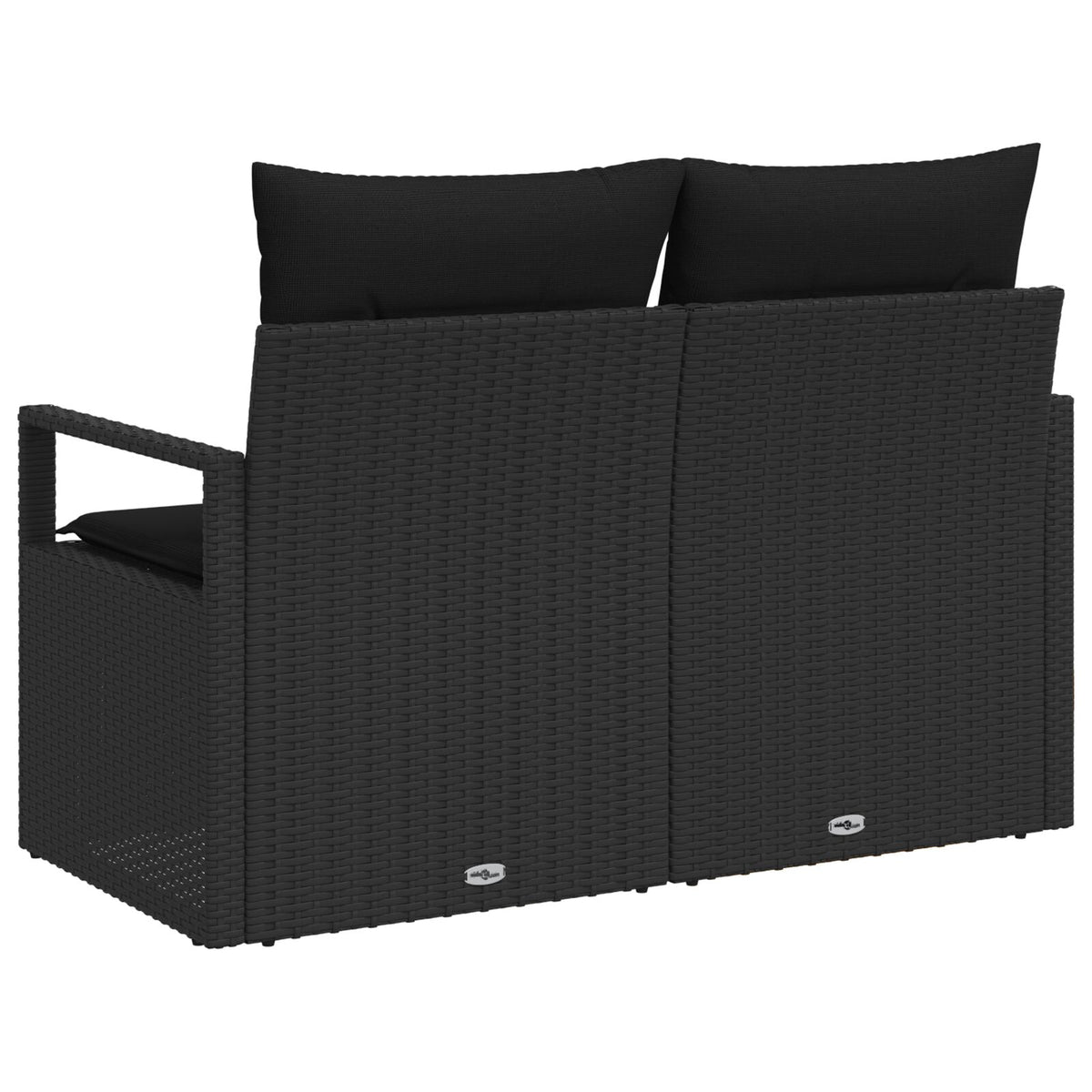2-Sitzer Gartensofa mit Stauraum und Kissen Schwarz Poly Rattan