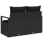 2-Sitzer Gartensofa mit Stauraum und Kissen Schwarz Poly Rattan
