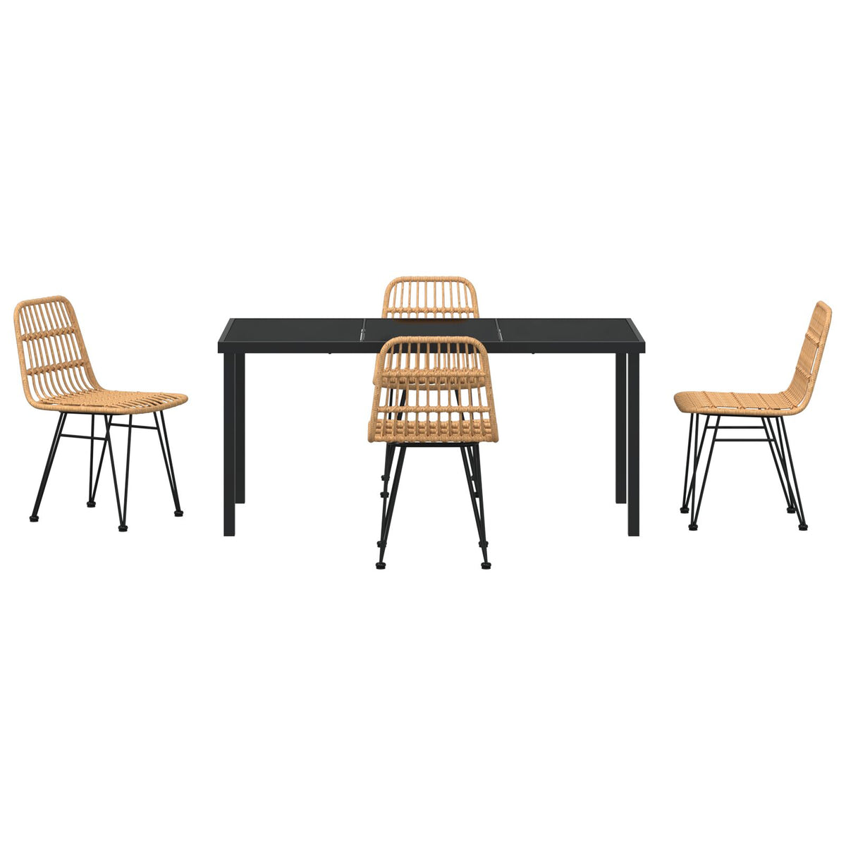 5-teiliges Garten-Essgruppe Braun Poly Rattan